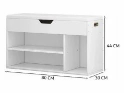 Outlet ARMARIO PARA ZAPATOS CON ASIENTO DE MADERA, 3 ESTANTES, APERTURA, , 80 CM Blanco