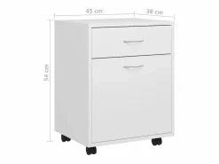 Clearance vidaxl Armario rodante de madera contrachapada 45x38x54 cm Blanco