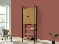 Vente-unique Armario ropero -2 puertas, 3 estanterías y 1 barra para colgar la ropa - Color: roble y negro - TAPORA Color natural claro
