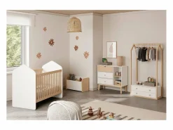 Outlet Calicosy Armario ropero con 2 cajones L80 cm - Esteban Blanco