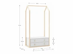 Outlet Calicosy Armario ropero con 2 cajones L80 cm - Esteban Blanco