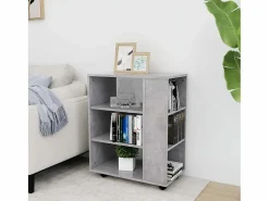 Outlet vidaxl Armario ruedas madera contrachapada hormigón 60x35x75 cm Gris