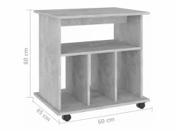 vidaxl Armario ruedas madera contrachapada hormigón 60x45x60 cm