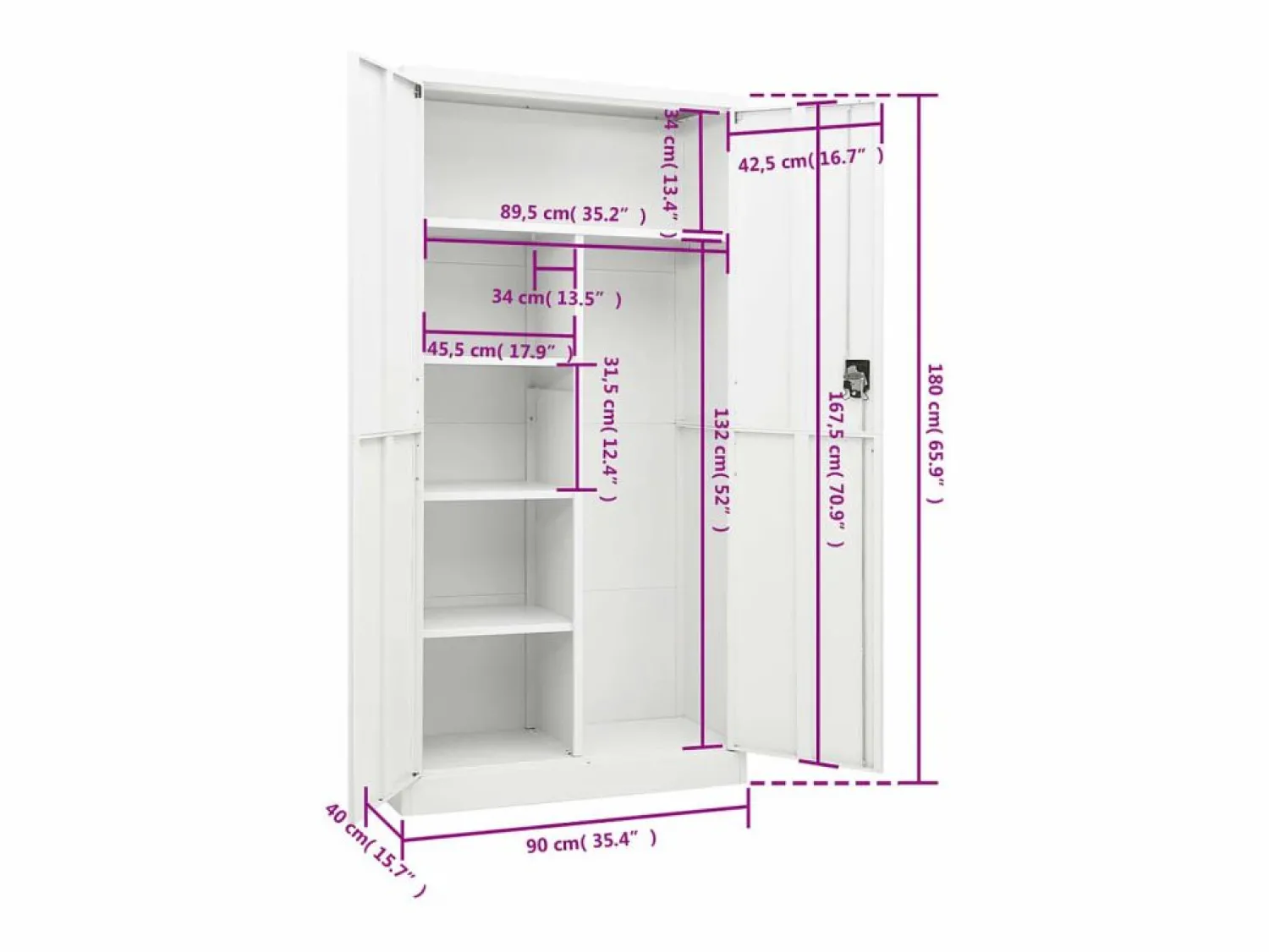 New Armario Taquilla 90x40x180 cm Acero Armario Oficina