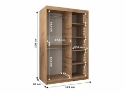 Abiks Möbel Armario TOKYO 1 de puertas correderas 200/120/62 2 puertas (blanco/blanco)