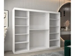 Hot Abiks Möbel Armario TOKYO 1 de puertas correderas 200/250/62 3 puertas (blanco/blanco) Blanco / Plateado