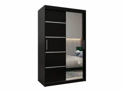 Discount Abiks Möbel ARMARIO VERONA 2 DE PUERTAS CORREDERAS 200/120/62 2 puertas (negro/negro) Negro / Plateado