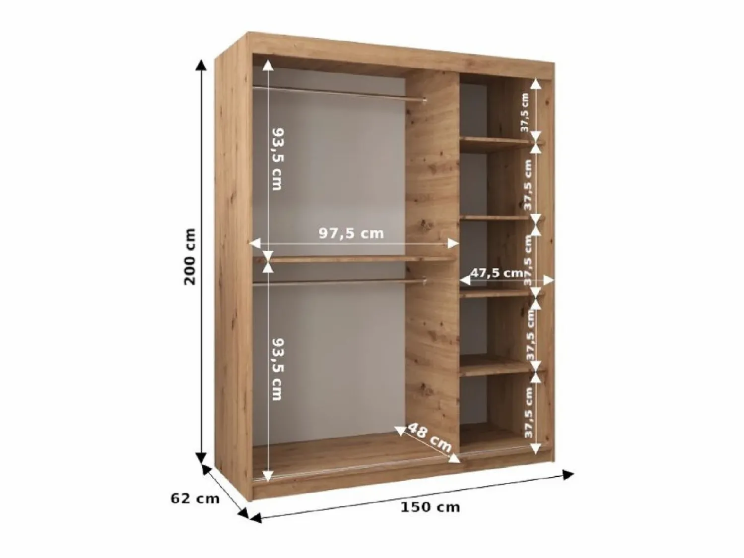 Abiks Möbel ARMARIO VERONA 4 DE PUERTAS CORREDERAS 200/150/62 2 puertas (blanco/blanco)