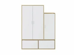 Best Armario vestidor con 3 puertas, 1 perchero y 2 compartimentos - Blanco y natural - NYVELA Armario De Entrada