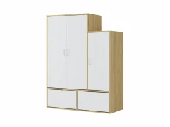 Best Armario vestidor con 3 puertas, 1 perchero y 2 compartimentos - Blanco y natural - NYVELA Armario De Entrada