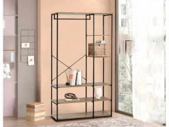 Saldosystocks Armario Vestidor con Estanteria Sil, Estilo Industrial 167x89x38 cm