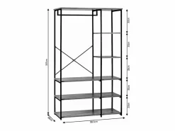 Saldosystocks Armario Vestidor con Estanteria Sil, Estilo Industrial 167x89x38 cm
