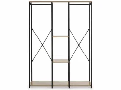 VS Venta-stock Armario vestidor Jana 3 estantes 2 Barras, Color Roble/Negro Marru00f3n