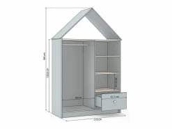 Armario vestidor juvenil Misty Cloud Verde Salvia - Oak Soft Muebles Niño