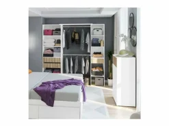 Sale Armario vestidor Tempo con 3 cajones y 2 barras de colgar color /natur. 187 cm alto Blanco