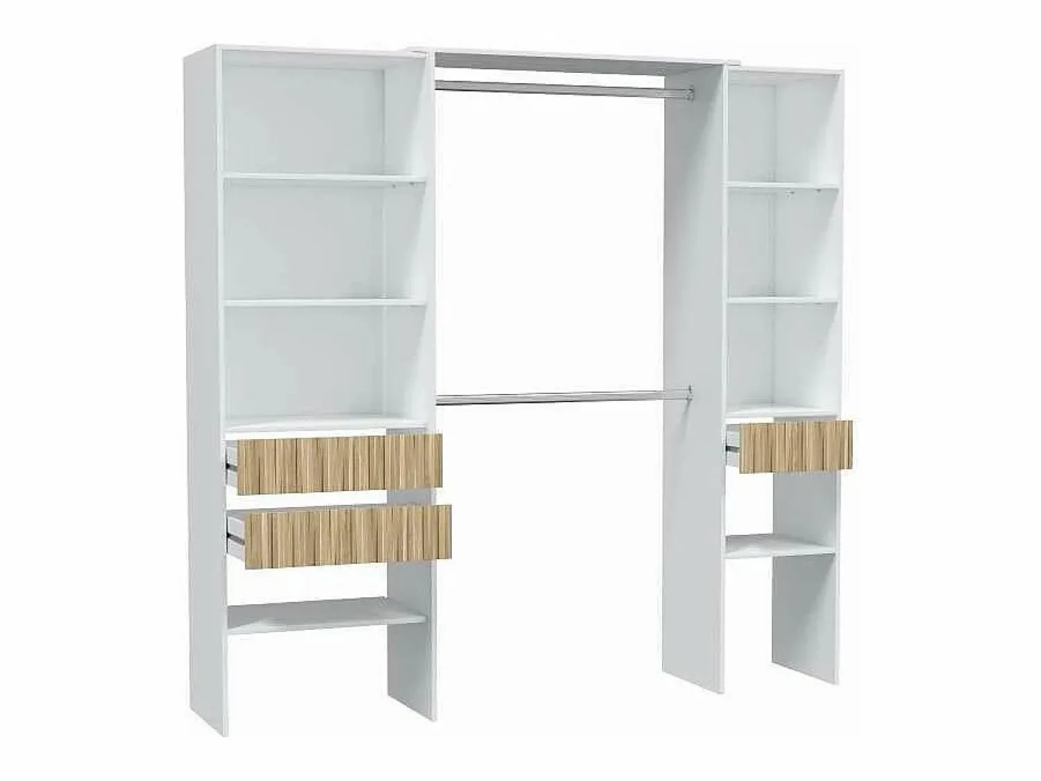 Sale Armario vestidor Tempo con 3 cajones y 2 barras de colgar color /natur. 187 cm alto Blanco