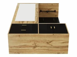 ModernLuxe Armario 100x38x108.1 cm - Con espejo - Con zapatero - Con ganchos y perchas retráctiles - Negro + Natural