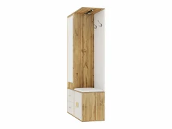 Sale ModernLuxe Armario 100x38x108.1 cm - Con espejo - Con zapatero - Con ganchos y perchas retráctiles - Blanco + Natural Color natural claro / Blanco