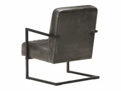 Outlet Garden Furniture Armel Sillón voladizo cuero auténtico envejecido Gris