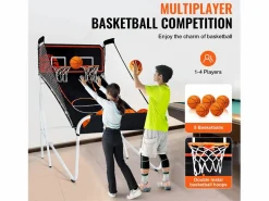 Hot Aro de Baloncesto Plegable, SucceBuy, Juego Arcade de Baloncesto Plegable para Interiores con Doble Tiro para 2 Jugadores y 5 Pelotas Cesta De Baloncesto