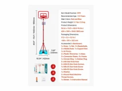 Aro de Baloncesto SucceBuy Canasta de Baloncesto Infantil, Altura Ajustable, Portátil, para Niños