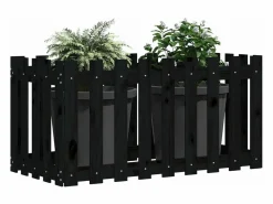 Clicnbuy Arriate elevado jardín con valla madera pino 100x50x50cm