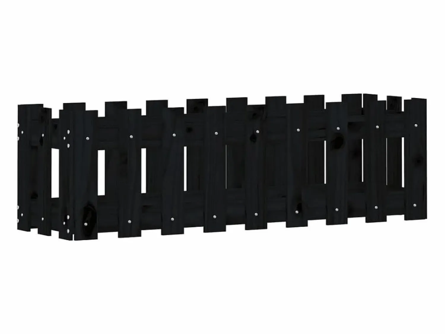 Clicnbuy Arriate elevado jardín con valla madera pino 100x30x30cm Negro