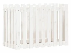 Clicnbuy Arriate elevado jardín con valla madera pino 100x50x70cm Blanco