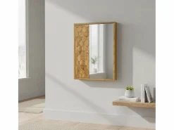 Artisan Furniture Armario de madera maciza con espejo tallado en forma de piña. Mueble De Pared Para Baño