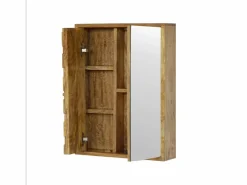 Artisan Furniture Armario de madera maciza con espejo tallado en forma de piña. Mueble De Pared Para Baño