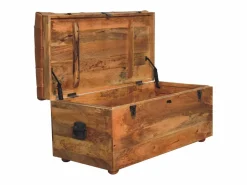 Sale Artisan Furniture Madera maciza Baúl de almacenamiento estilo roble con piel de búfalo Baúl Y Arcón|Accesorios De Almacenaje