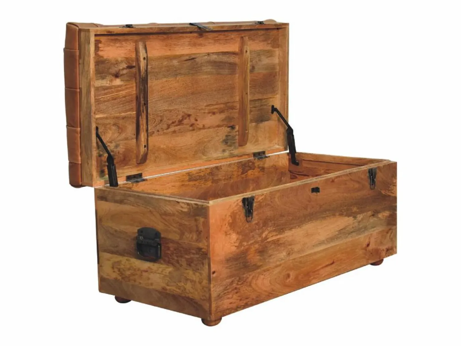 Sale Artisan Furniture Madera maciza Baúl de almacenamiento estilo roble con piel de búfalo Baúl Y Arcón|Accesorios De Almacenaje