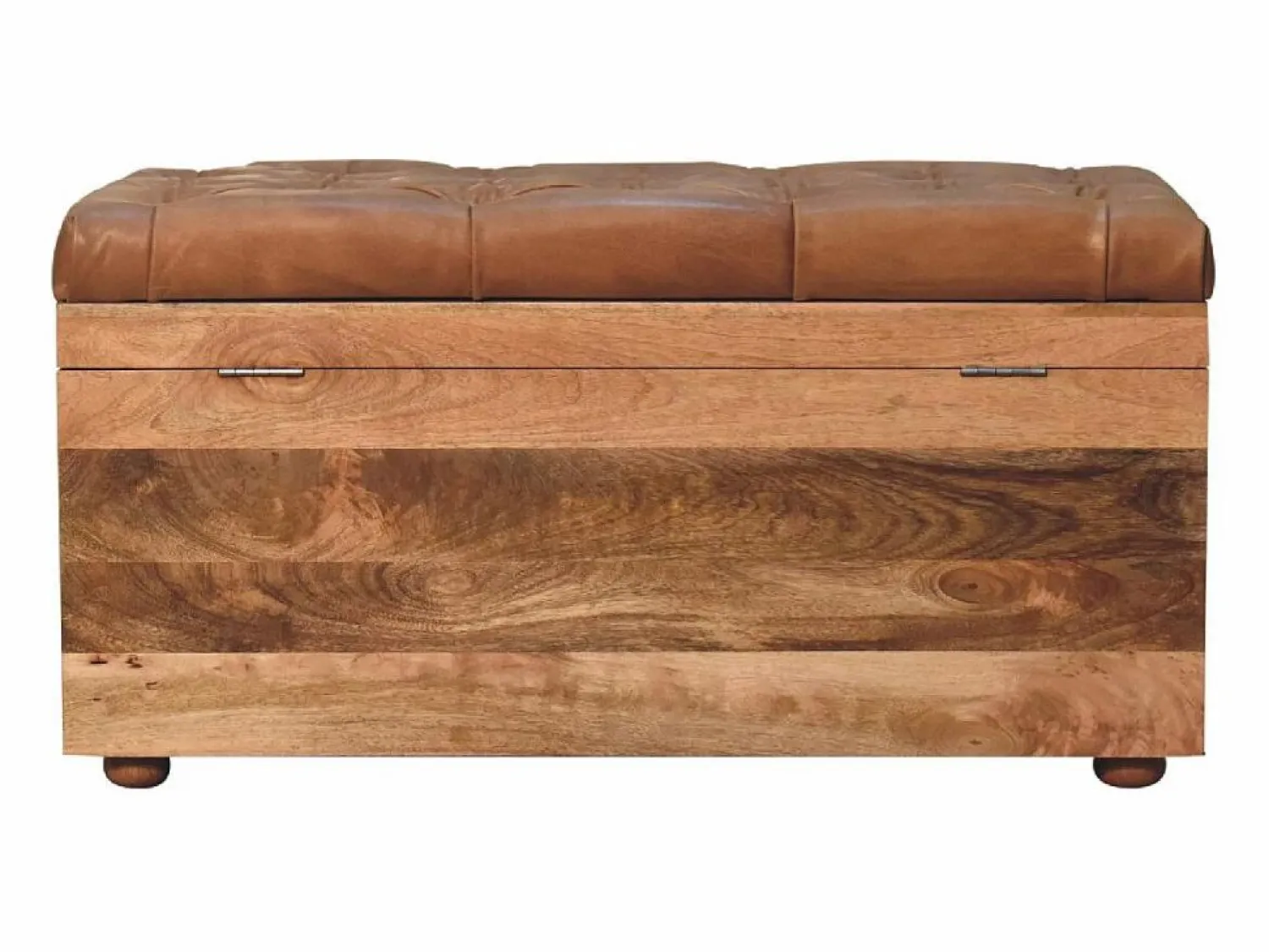 Sale Artisan Furniture Madera maciza Baúl de almacenamiento estilo roble con piel de búfalo Baúl Y Arcón|Accesorios De Almacenaje