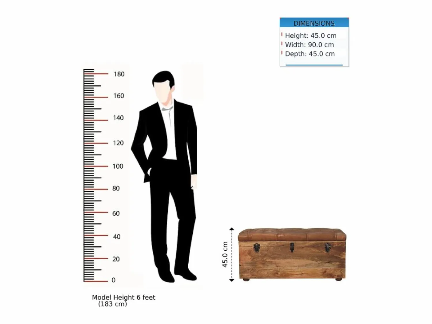 Sale Artisan Furniture Madera maciza Baúl de almacenamiento estilo roble con piel de búfalo Baúl Y Arcón|Accesorios De Almacenaje