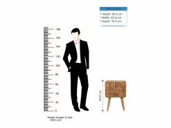 Sale Artisan Furniture Mesita de noche acanalada con barra en T de madera maciza Marru00f3n