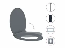 Best Helloshop26 Asiento de inodoro con cierre suave inodoro ovalado para baño hogar restaurante hotel tienda 02_0002918 Gris