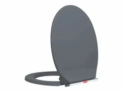 Best Helloshop26 Asiento de inodoro con cierre suave inodoro ovalado para baño hogar restaurante hotel tienda 02_0002918 Gris