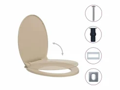 Discount Helloshop26 Asiento de inodoro con cierre suave ovalado 02_0002922 Beige