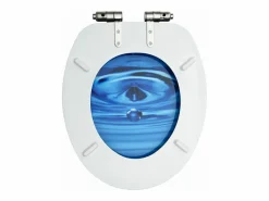 New Helloshop26 Asiento de inodoro con tapa de cierre suave MDF gotas de agua 02_0002934 Azul