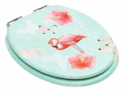 Hot Asiento de inodoro con tapa de cierre suave MDF diseño Flamingo 02_0002933 Tapa De Inodoro