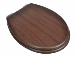 Helloshop26 Asiento de inodoro con tapa de cierre suave marrón construcción de MDF 02_0002877