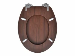 Helloshop26 Asiento de inodoro con tapa de cierre suave marrón construcción de MDF 02_0002877