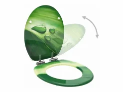 Best Helloshop26 Asiento de inodoro con tapa de cierre suave MDF con gotas de agua 02_0002935 Verde