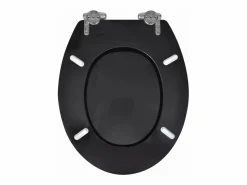 Helloshop26 Asiento de inodoro con tapa de cierre suave construcción de MDF 02_0002876 Negro
