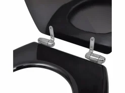 Helloshop26 Asiento de inodoro con tapa de cierre suave construcción de MDF 02_0002876 Negro