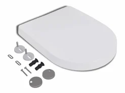 New Helloshop26 Asiento de inodoro cuadrado de cierre suave y liberación rápida 02_0002892 Blanco