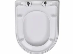 New Helloshop26 Asiento de inodoro cuadrado de cierre suave y liberación rápida 02_0002892 Blanco