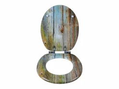Clearance Helloshop26 Asiento de inodoro de alta gama con núcleo de madera MDF y bisagras de cierre suave decoración de diseño 19_0000730 Marru00f3n