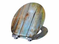 Clearance Helloshop26 Asiento de inodoro de alta gama con núcleo de madera MDF y bisagras de cierre suave decoración de diseño 19_0000730 Marru00f3n