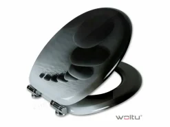 Clearance Helloshop26 Asiento de inodoro de MDF con estampado de piedra negra 19_0000742 Negro